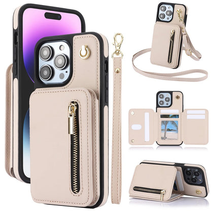 iPhone Wallet Case with Card Holder & Zipper Pouch | Detachable Crossbody Strap