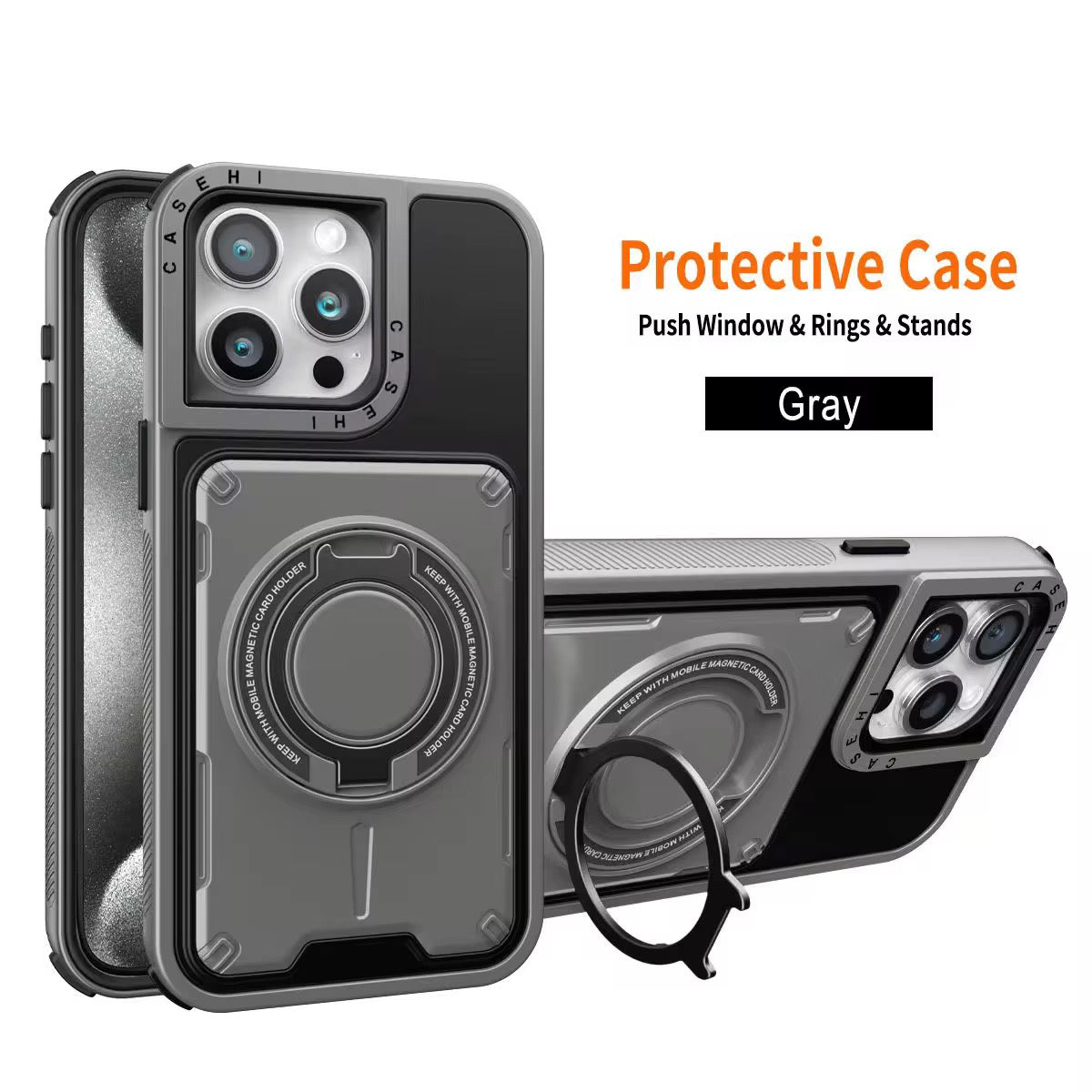 iPhone Protective Case with Magnetic Ring & Kickstand – Heavy Duty Shockproof Cover Black
