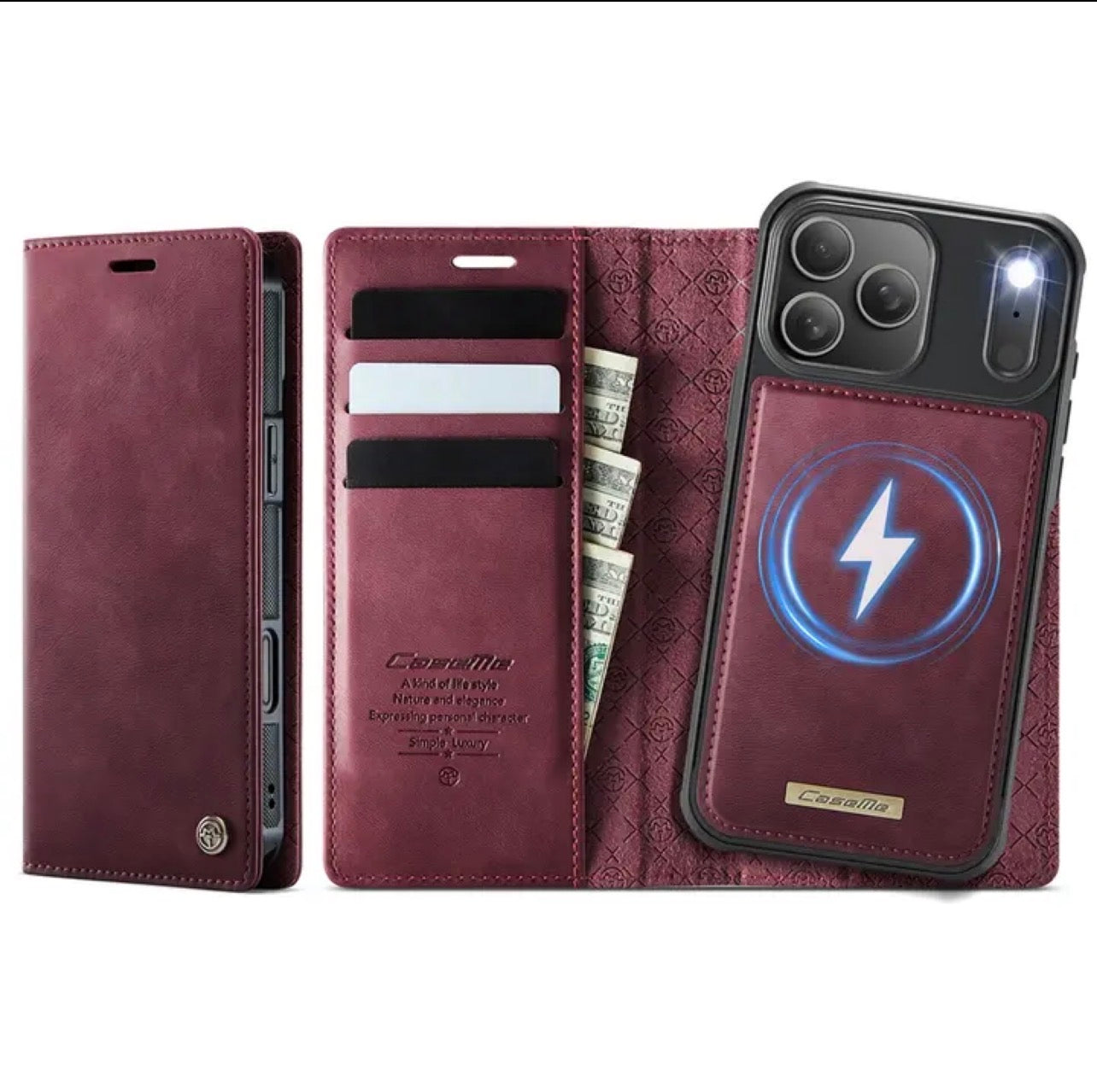 Magnetic Wallet Case for iPhone – Leather Flip Case with Card Holder & Strong Magnet