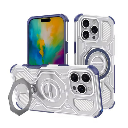 Crystal Clear Shockproof Case with Magnetic & Ring Holder