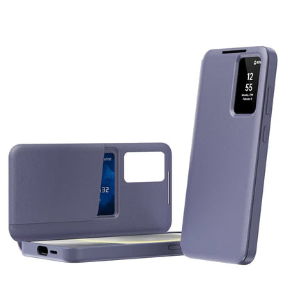 Premium Leather Smart View Wallet Case with Card Holder & Active Display Window for Samsung Galaxy