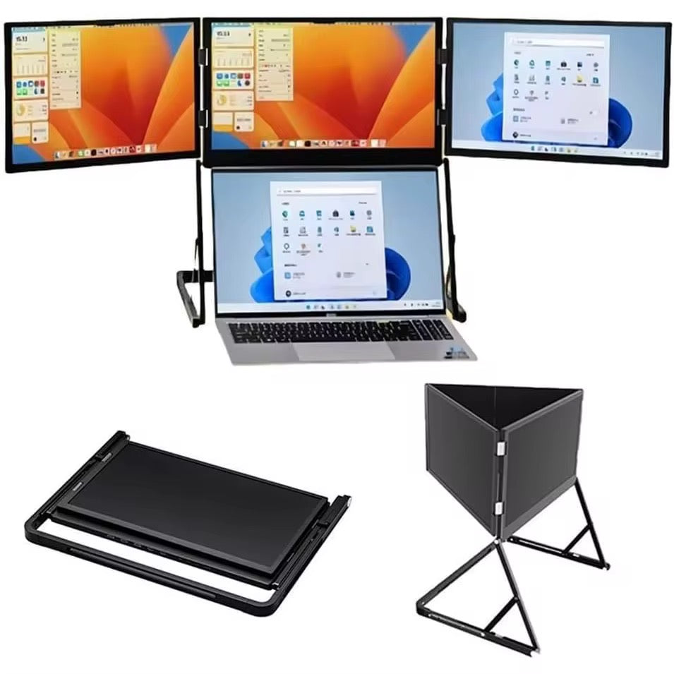 Portable Foldable Quad-Screen Laptop Monitor Extender