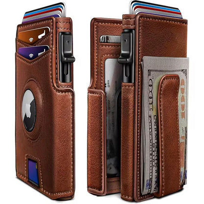 Executive Leather Card Holder Wallet for Men, RFID & AirTag Compatible