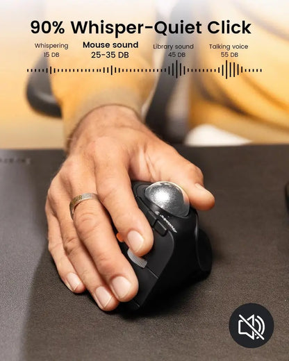 Vertical Wireless Trackball Mouse – Bluetooth Ergonomic Thumb Mouse for Laptop & PC | Rechargeable Rollerball Design