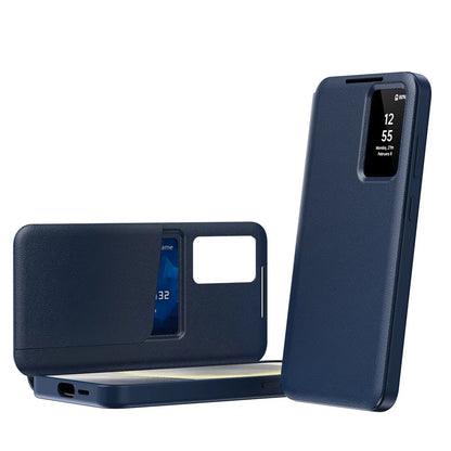 Premium Leather Smart View Wallet Case with Card Holder & Active Display Window for Samsung Galaxy