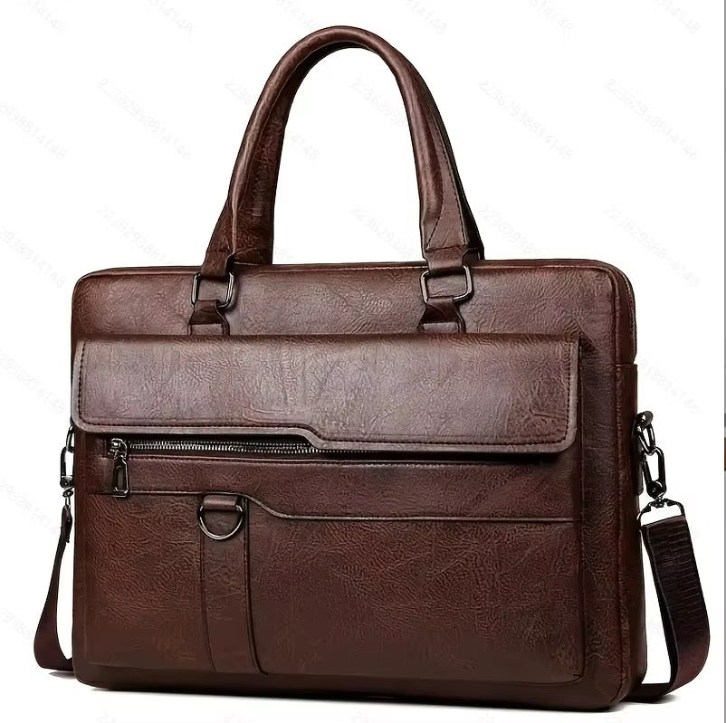 Sleek Executive Leather Laptop Messenger – Modern Business Commuter Bag
