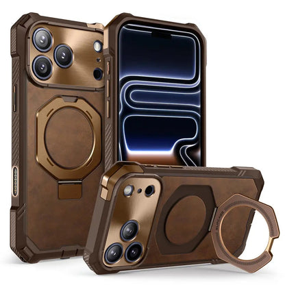 Rugged Magnetic iPhone Case with Rotating Stand – Heavy Duty Shockproof Protection | rugged iphone case with stand | magsafe rugged iphone case | iphone case with rotating stand | heavy duty iphone case with stand | magnetic rugged iphone case | shockproof rugged iphone case | military grade iphone case| durable iphone case with stand | protective iphone case rugged | 360° rotating iphone case | Iphone 17 Pro Max case | GOLD color iphone case