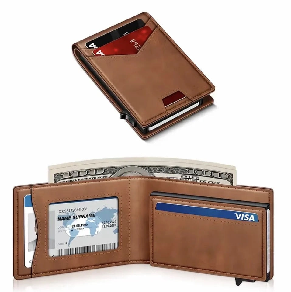Premium Slim Leather Wallet with RFID Protection, Cash & Multi-Card Storage