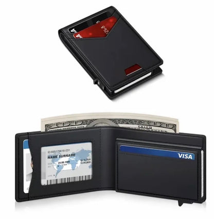 Premium Slim Leather Wallet with RFID Protection, Cash & Multi-Card Storage