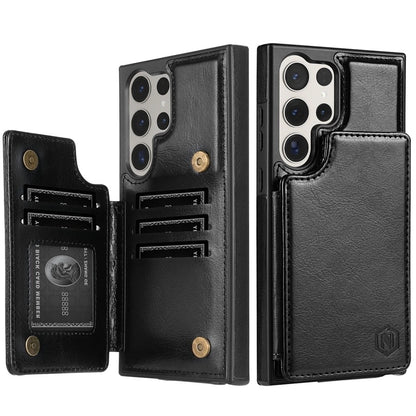Leather Wallet Phone Case with Pocket Card Holder, Magnetic Flap Cover for Samsung Galaxy