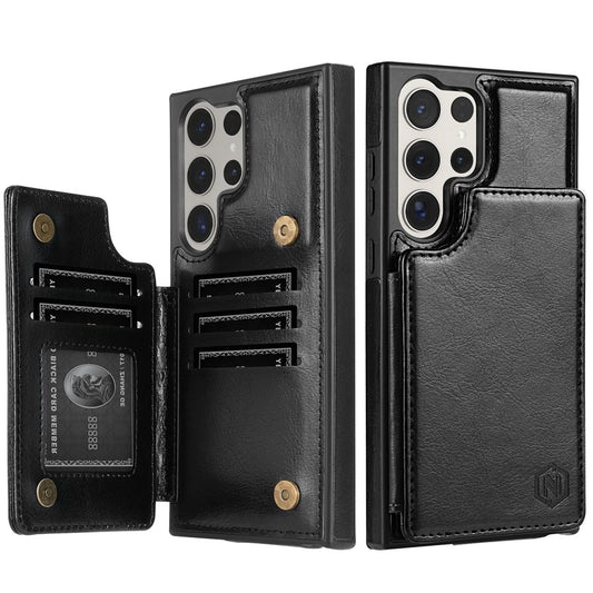 Leather Wallet Phone Case with Pocket Card Holder, Magnetic Flap Cover for Samsung Galaxy