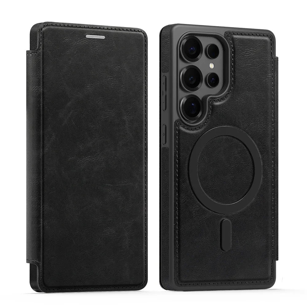 Luxury Leather Samsung Case with Magnetic Closure & MagSafe Compatibility – Elegance, Protection, and Ultimate Comfort