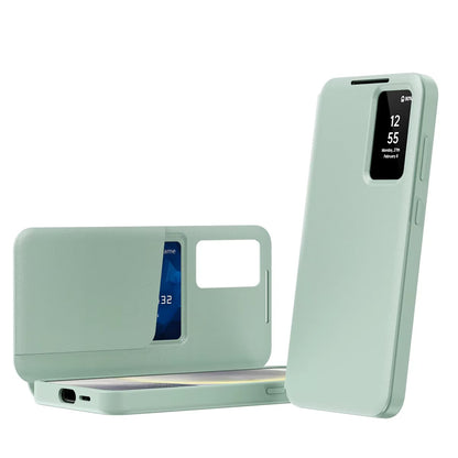 Premium Leather Smart View Wallet Case with Card Holder & Active Display Window for Samsung Galaxy