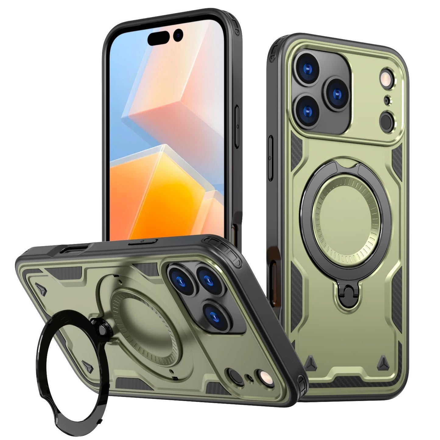 Shockproof iPhone Case with 360° Ring Stand – Full Protection, Anti-Scratch & Magnetic Mount Compatible