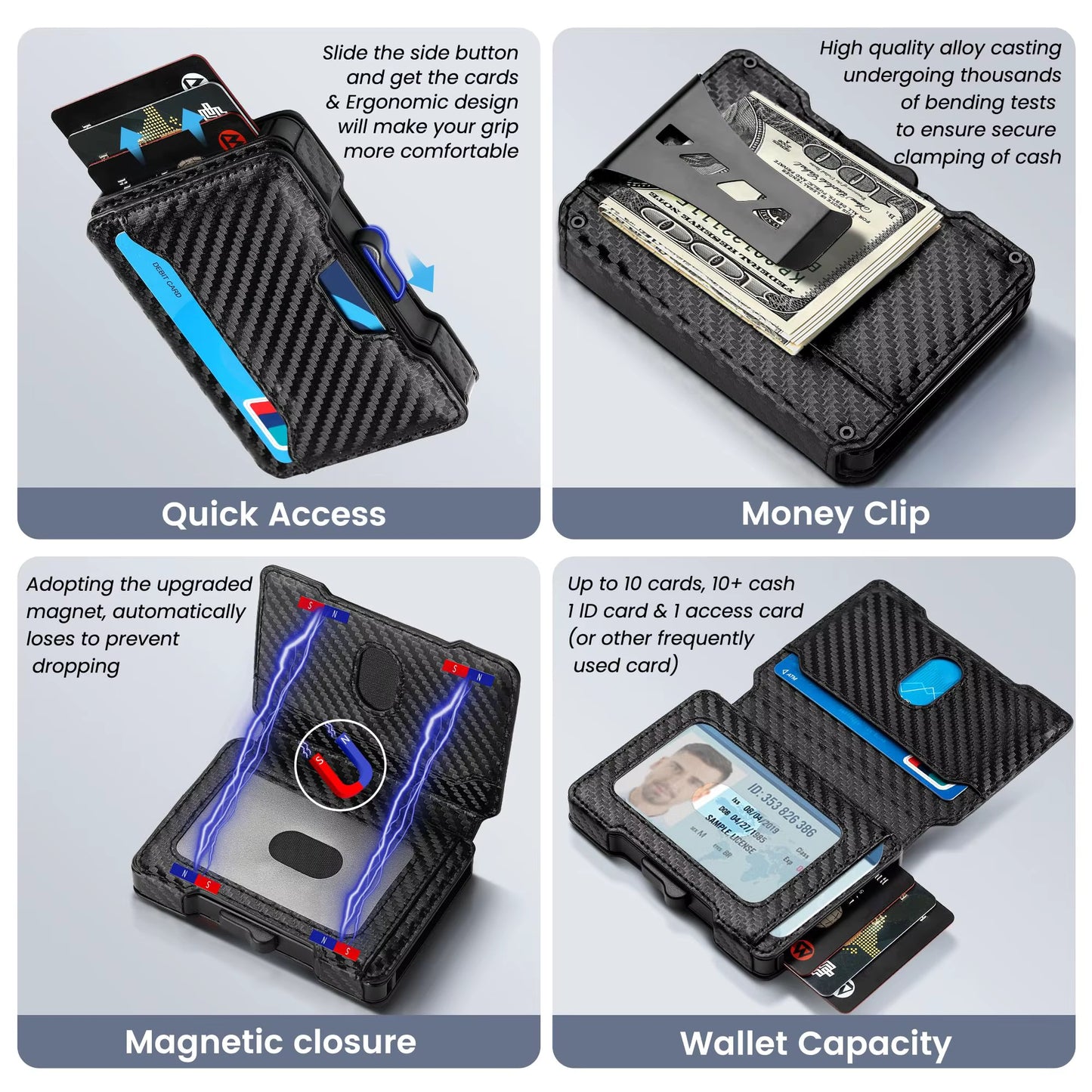 Tactical Edge: Ultra-Slim Carbon Fiber Pop-Up Cardholder