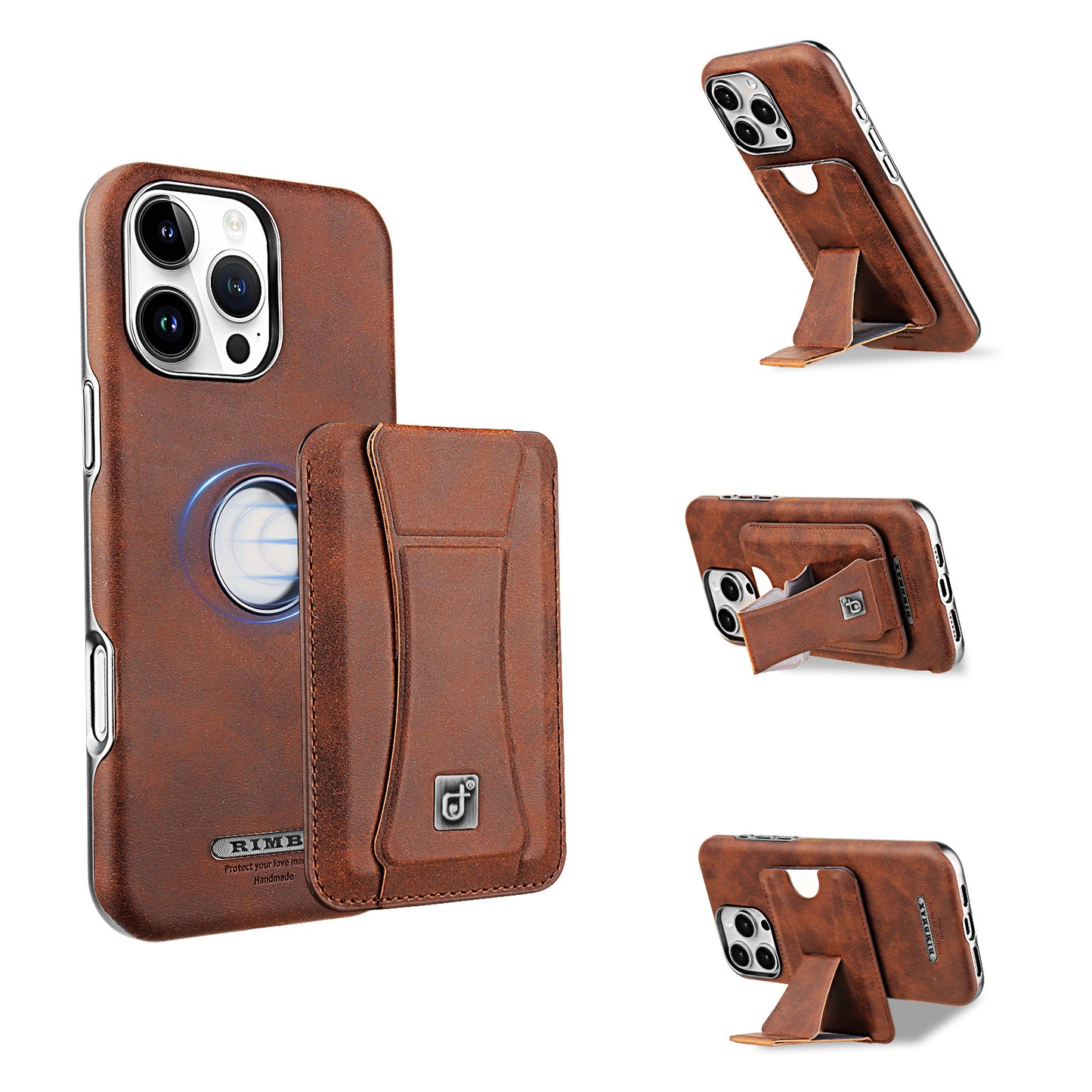 Supreme Elegance: Premium Leather iPhone Case with Magnetic Stand and Built-in Card Holder