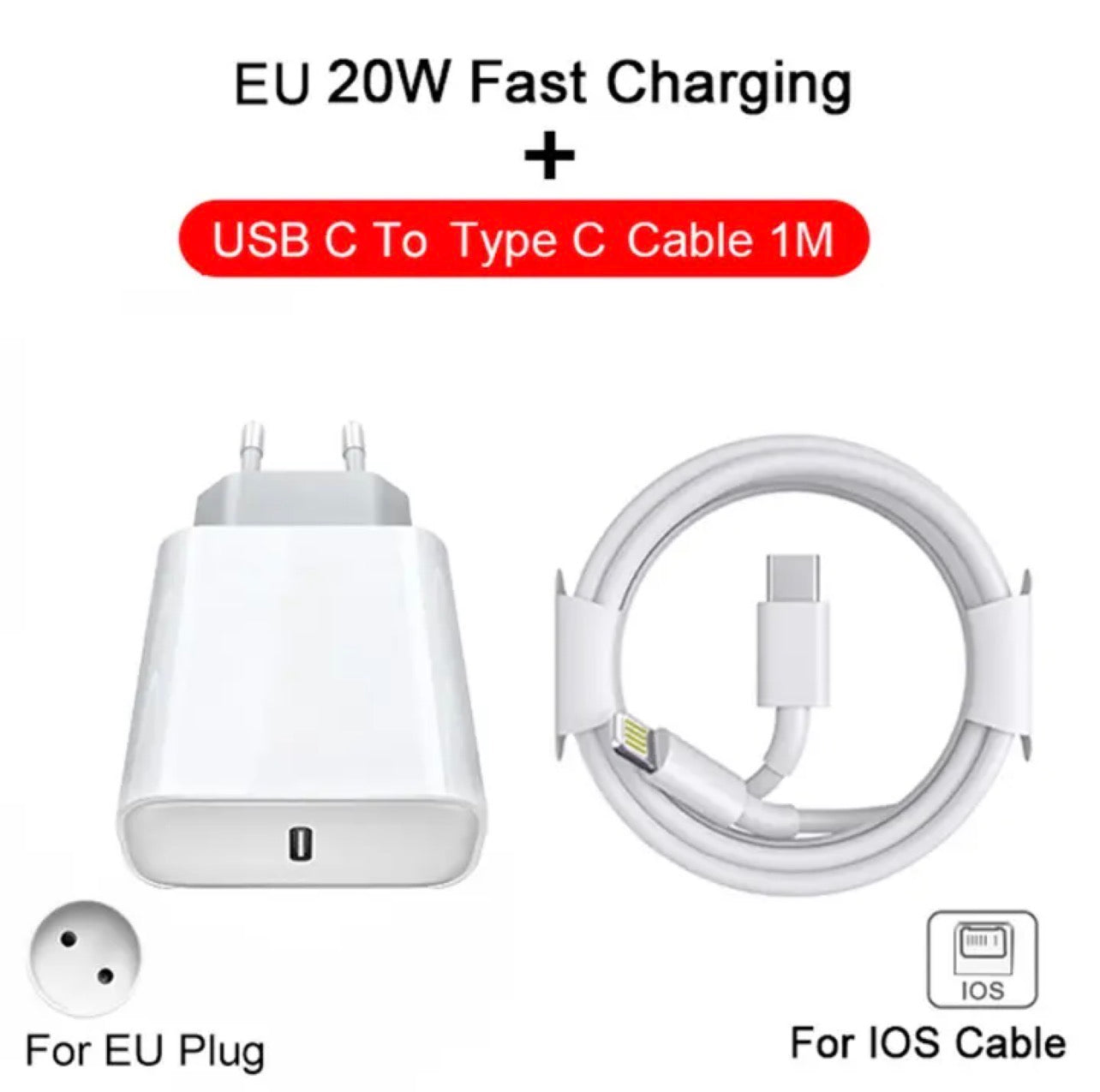 20W PD Fast Charger for iPhone – Ultra-Fast 60% Charge in 30 Minutes - Durable USB-C to Lightning Cable - Safe & Efficient Power Adapter