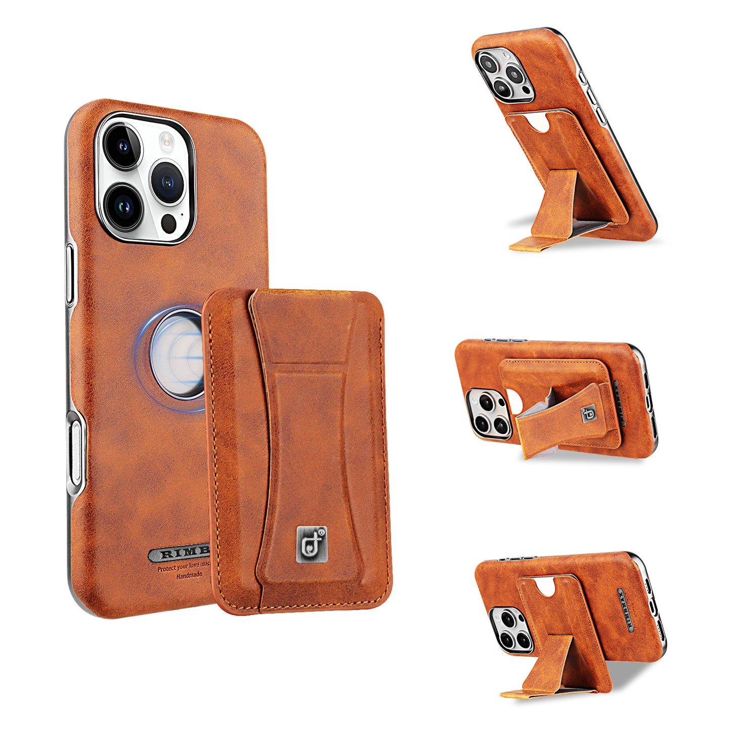 Supreme Elegance: Premium Leather iPhone Case with Magnetic Stand and Built-in Card Holder