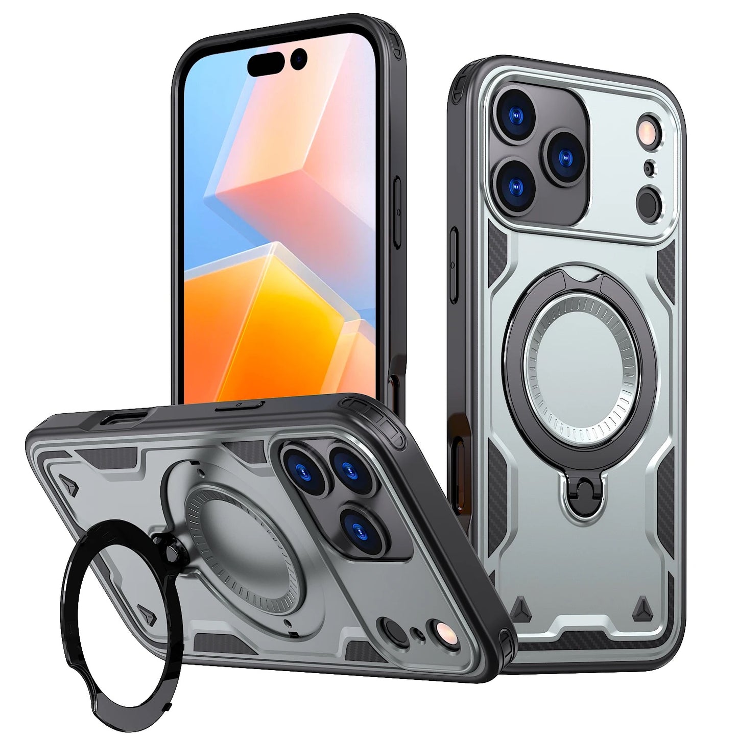 Shockproof iPhone Case with 360° Ring Stand – Full Protection, Anti-Scratch & Magnetic Mount Compatible