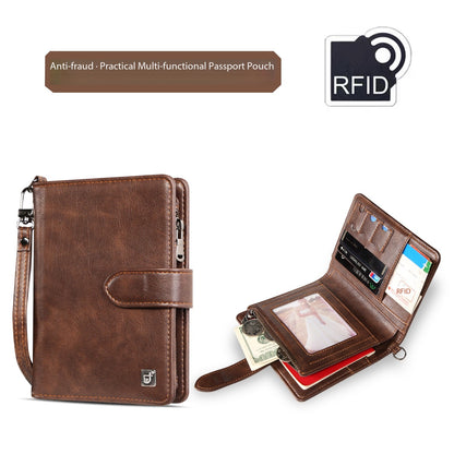 Premium Leather Travel Wallet – Holds 2 Passports, Cards & Cash Securely