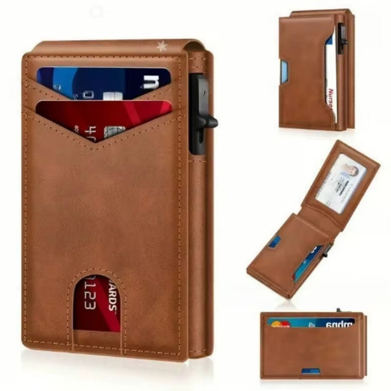The Modern Minimalist: RFID-Blocking Pop-Up Leather Cardholder