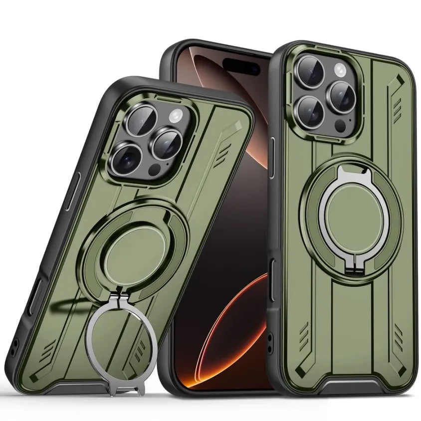 Shockproof Magnetic Case with Ring Stand – 360° Protection & Hands-Free Comfort for iPhone