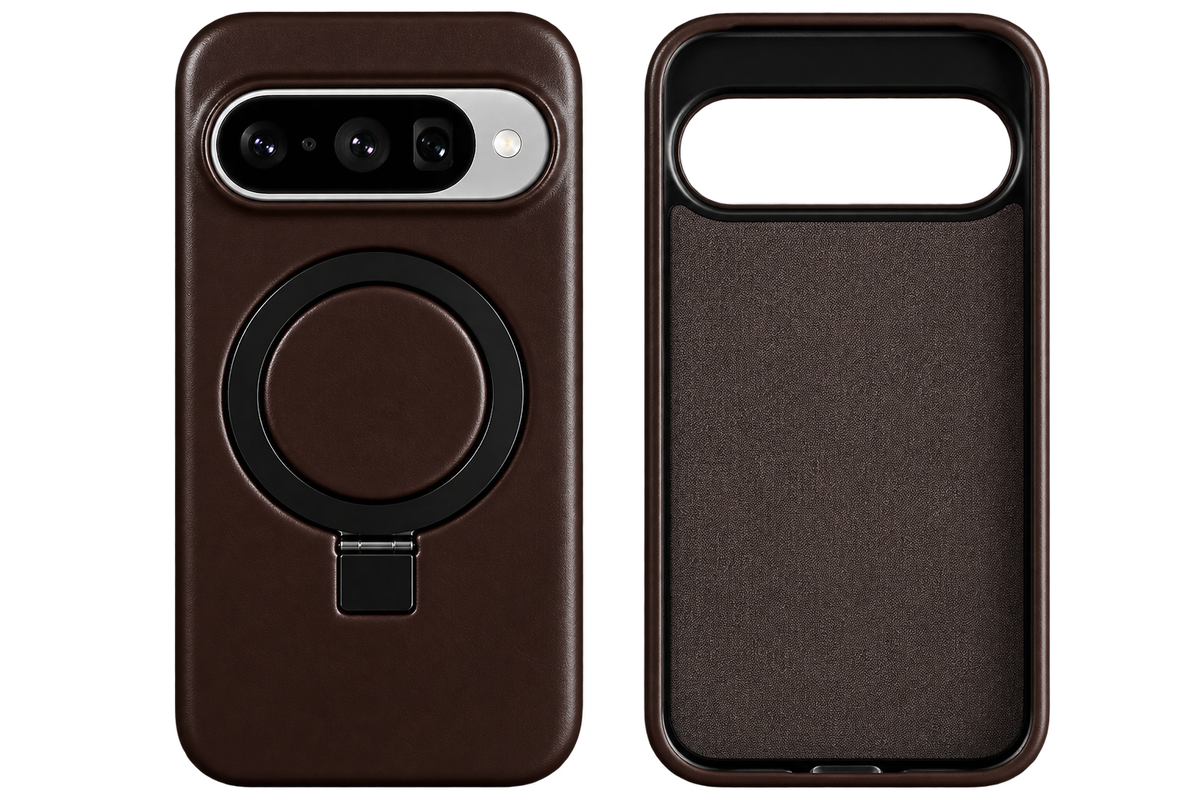 Luxury Genuine Leather Magnetic Phone Case with Bracket Holder