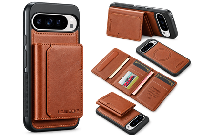 Leather Magnetic Wallet Case with Detachable Card Holder