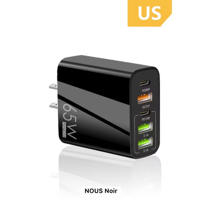 All-in-One 65W Fast Charger – Ultra-Fast PD & QC 3.0 for Phones, Tablets & Laptops