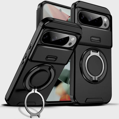 Google Pixel Heavy-Duty Shockproof Case with Sliding Camera Shield & 360° Magnetic Ring Stand