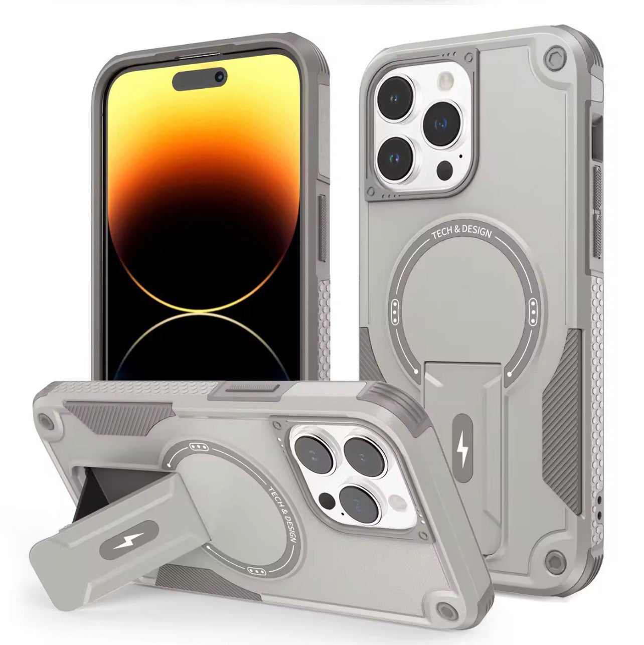 MagSafe Shockproof Case for iPhone 12–17 Pro Max – Rugged Protection, Kickstand & Multiple Colors