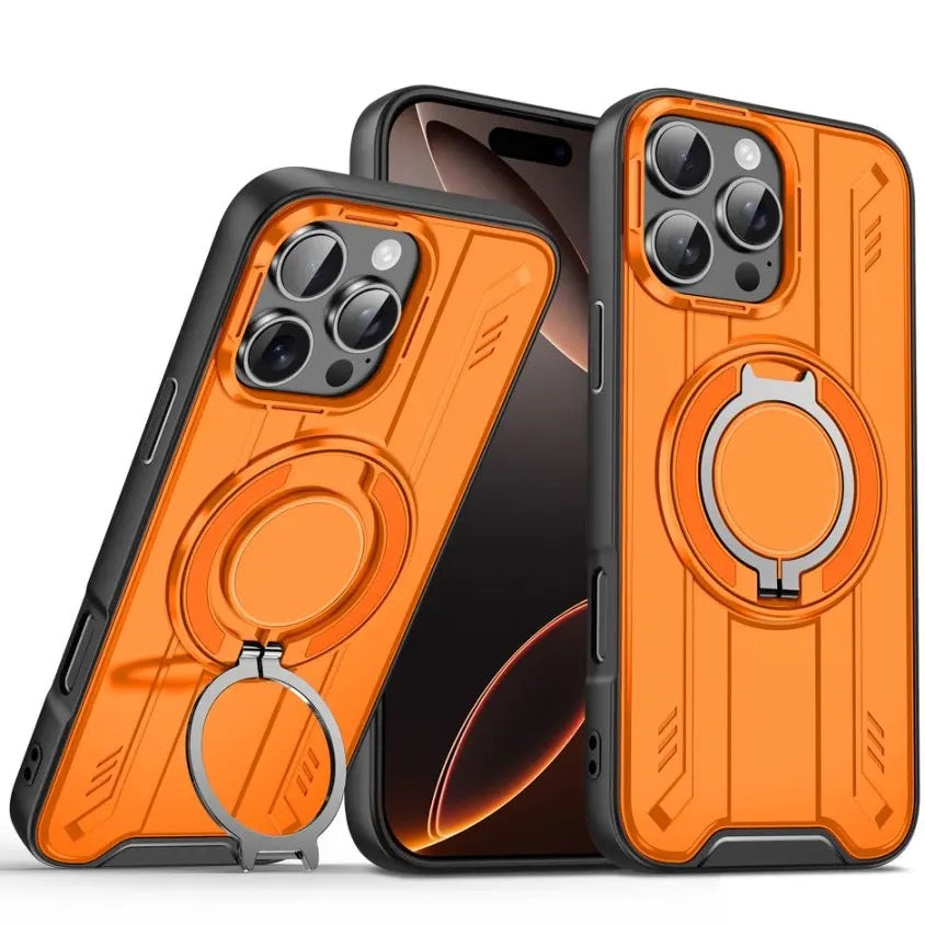 Shockproof Magnetic Case with Ring Stand – 360° Protection & Hands-Free Comfort for iPhone