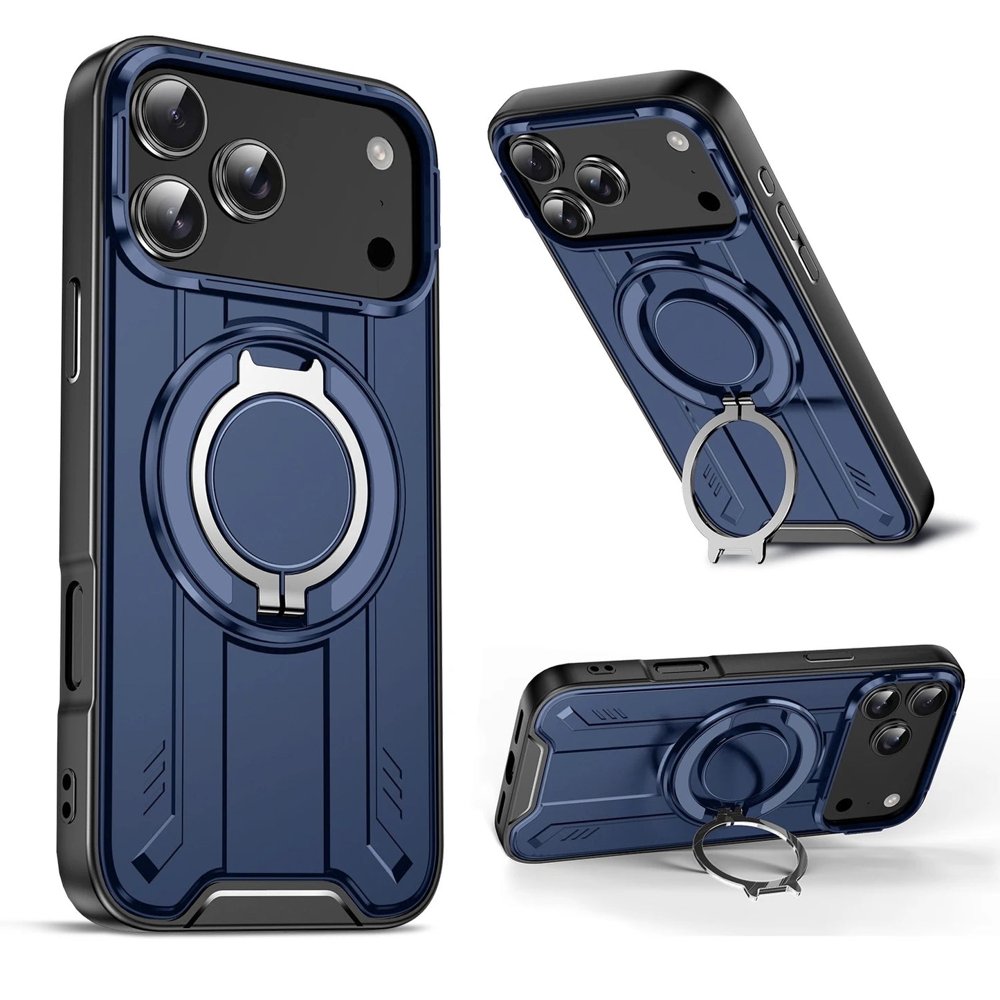 Shockproof Magnetic Case with Ring Stand – 360° Protection & Hands-Free Comfort for iPhone