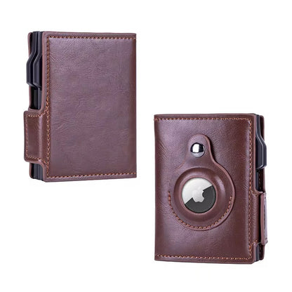 Premium Leather AirTag Wallet – Slim RFID Blocking Card Holder for Men
