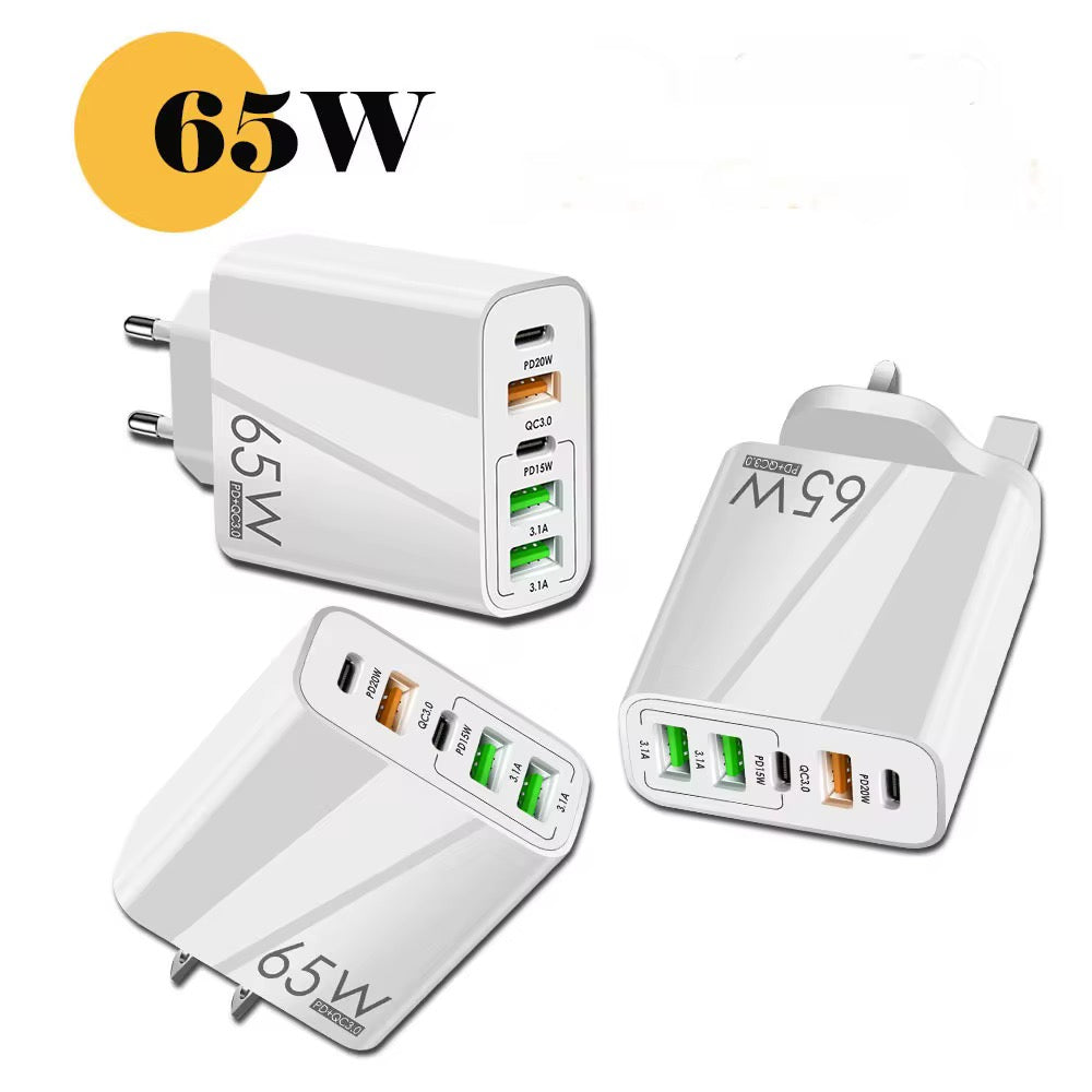 All-in-One 65W Fast Charger – Ultra-Fast PD & QC 3.0 for Phones, Tablets & Laptops