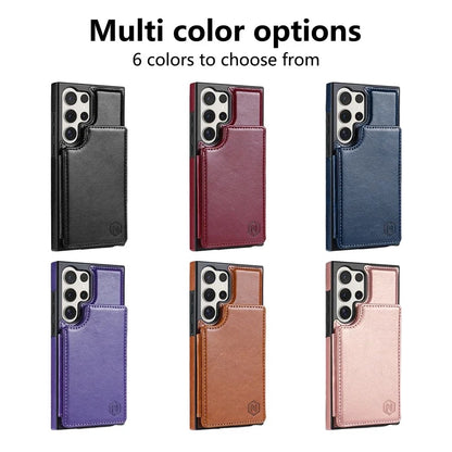 Leather Wallet Phone Case with Pocket Card Holder, Magnetic Flap Cover for Samsung Galaxy