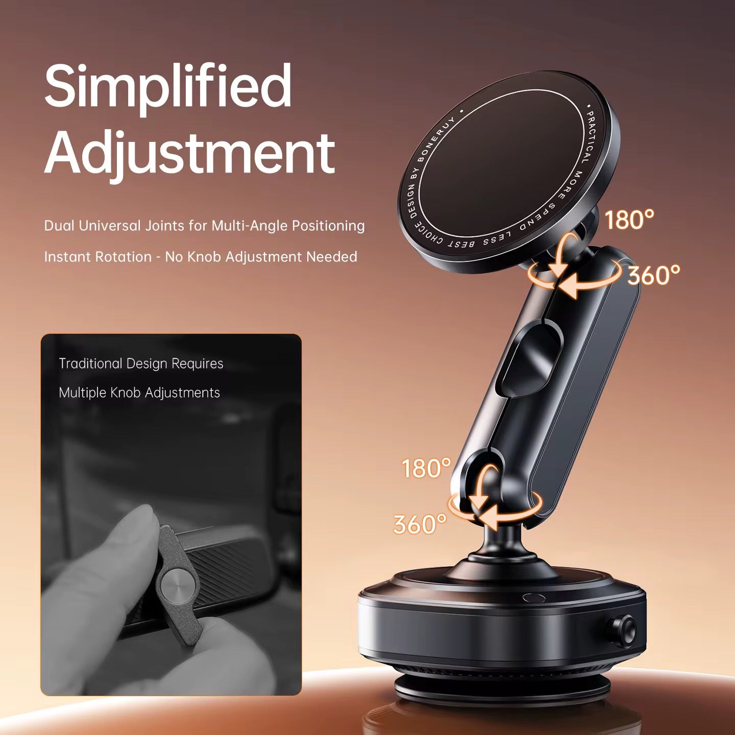 Magnetic Car Phone Mount 360° Rotation Strong Hold for iPhone and Smartphones