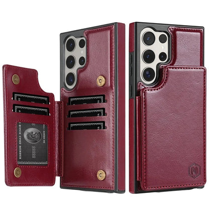 Leather Wallet Phone Case with Pocket Card Holder, Magnetic Flap Cover for Samsung Galaxy