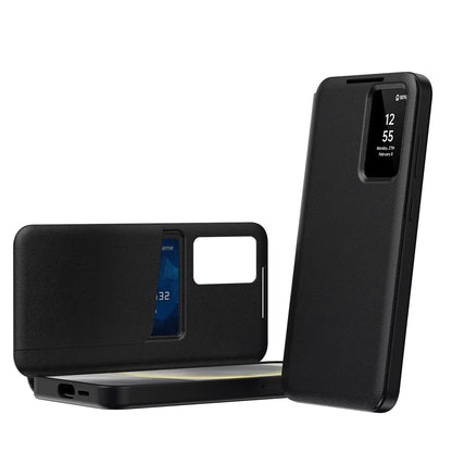Premium Leather Smart View Wallet Case with Card Holder & Active Display Window for Samsung Galaxy