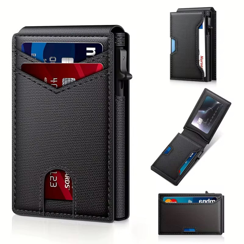 The Modern Minimalist: RFID-Blocking Pop-Up Leather Cardholder