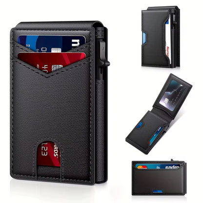 The Modern Minimalist: RFID-Blocking Pop-Up Leather Cardholder