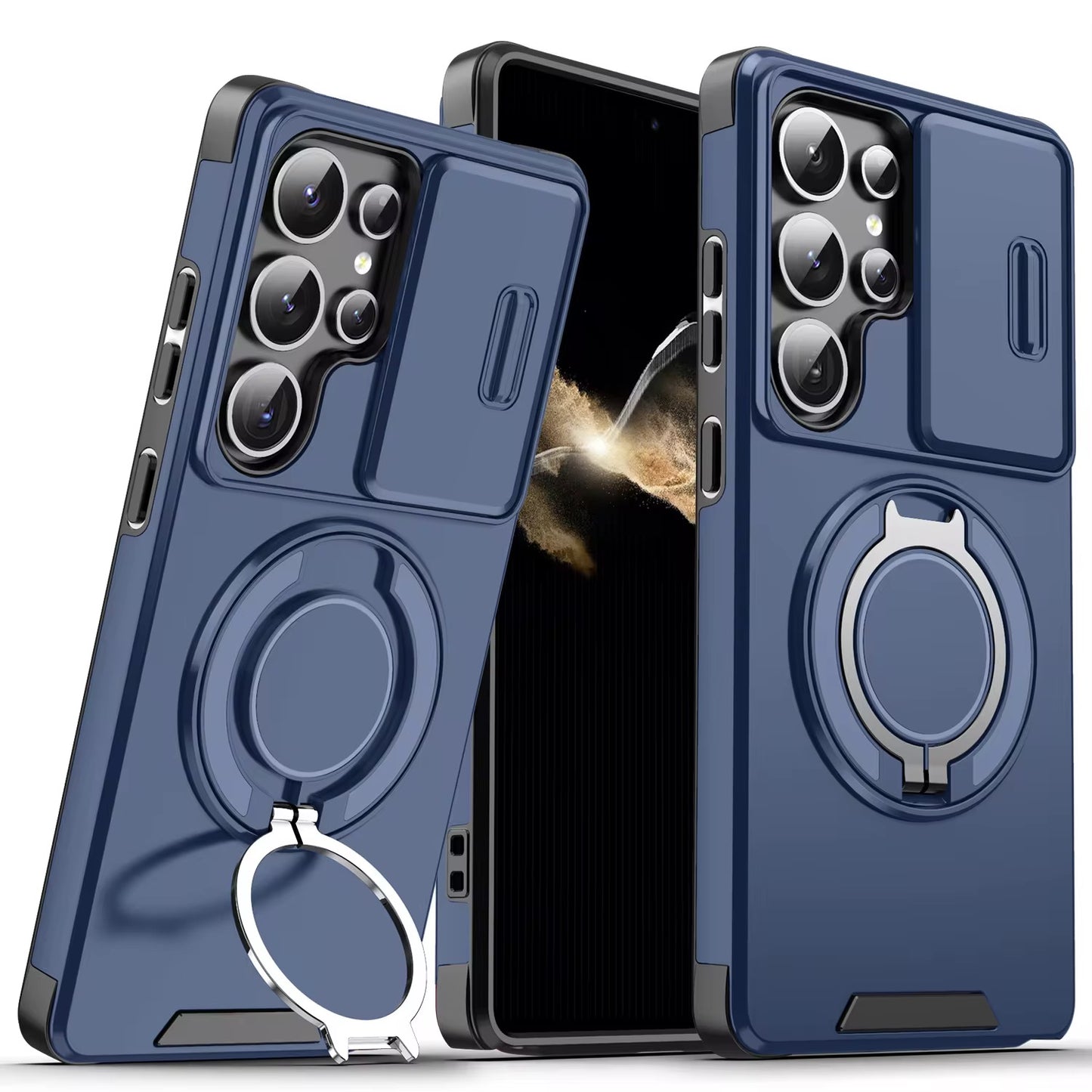 Shockproof Phone Case with 360° Ring Stand & Camera Protection – Magnetic, Durable, and Stylish