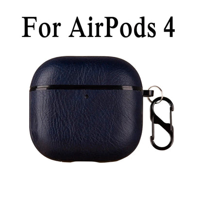 Luxury Leather AirPods Case – Shockproof Cover with Carabiner Clip