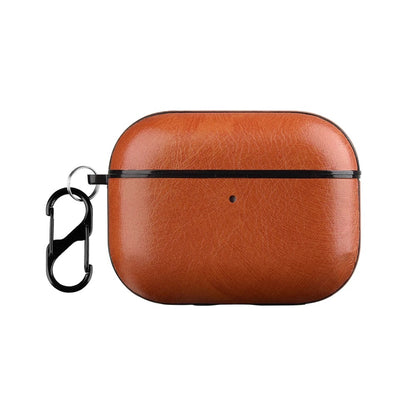 Luxury Leather AirPods Case – Shockproof Cover with Carabiner Clip