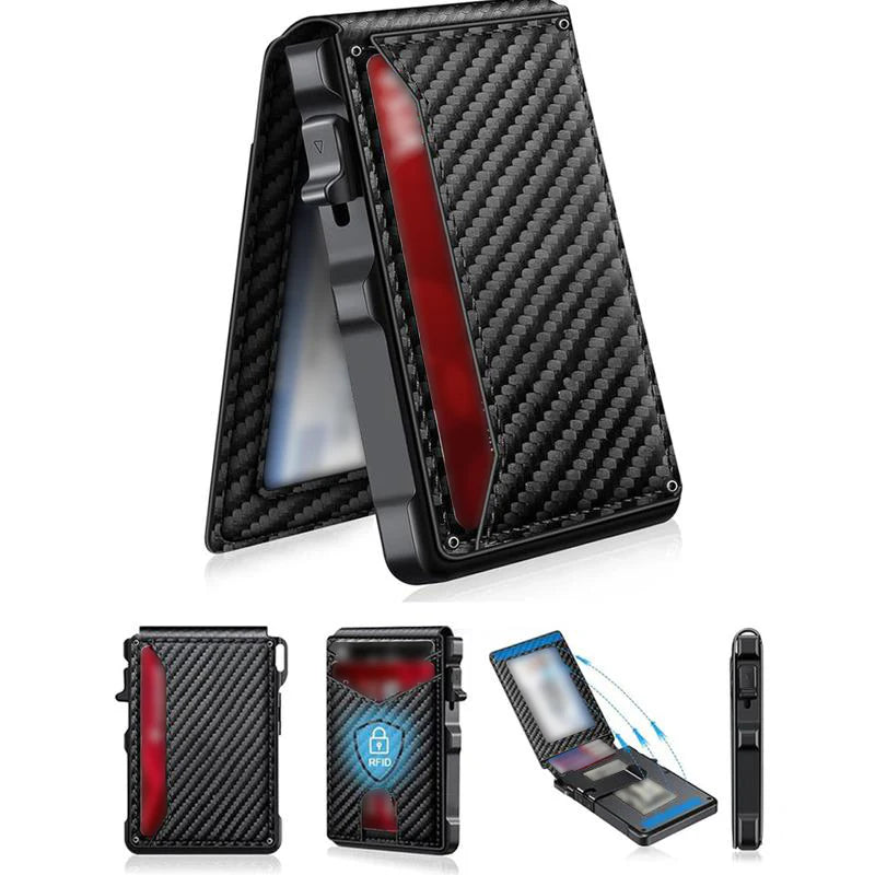 Luxury Slim Leather RFID Pop-Up Wallet – Minimalist Card Holder for Men