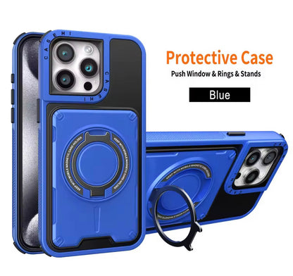 iPhone Protective Case with Magnetic Ring & Kickstand – Heavy Duty Shockproof Cover Black