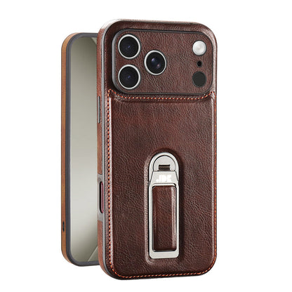 Coque de luxe en cuir texturé avec béquille MagSafe | Support mains libres et protection antichoc