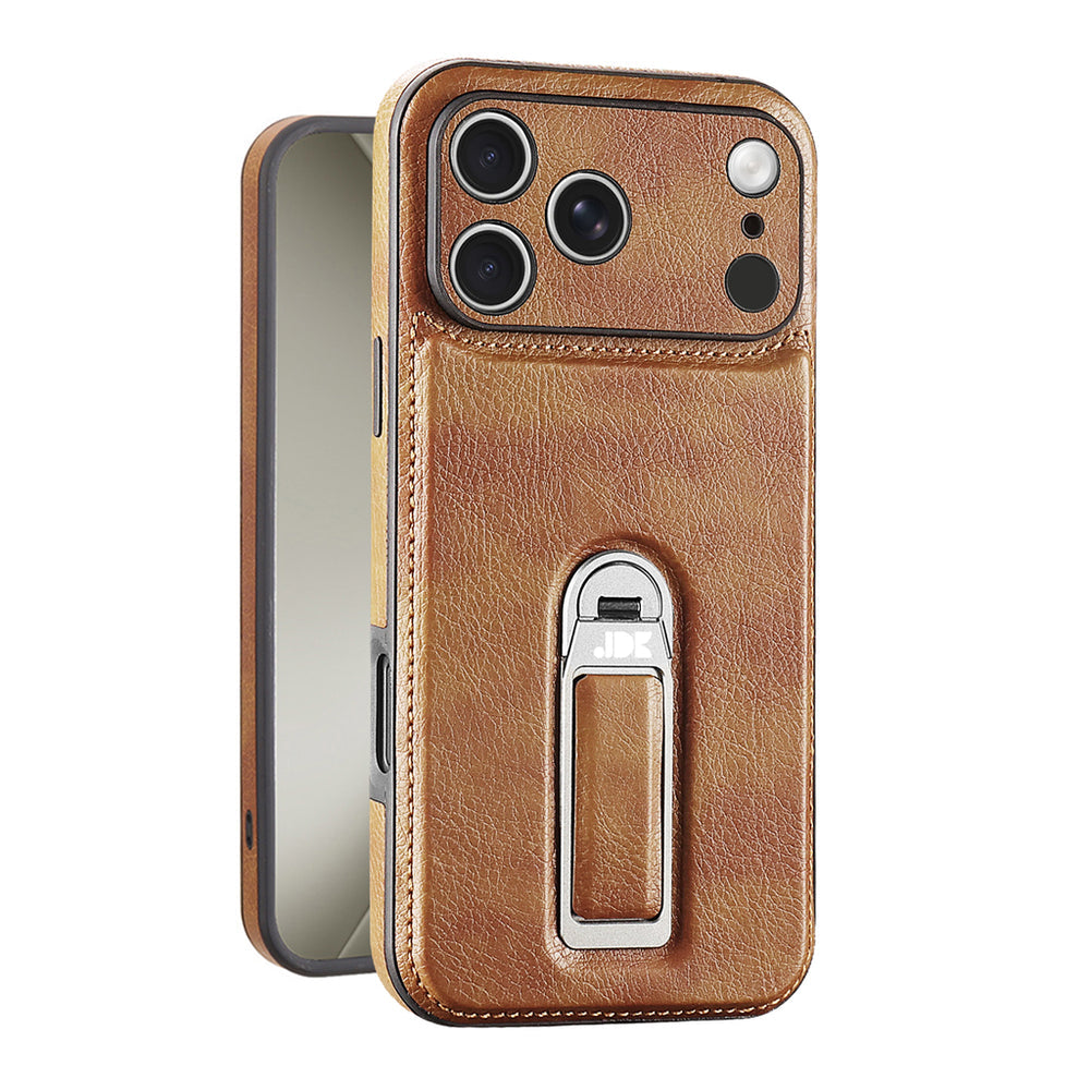 Coque de luxe en cuir texturé avec béquille MagSafe | Support mains libres et protection antichoc