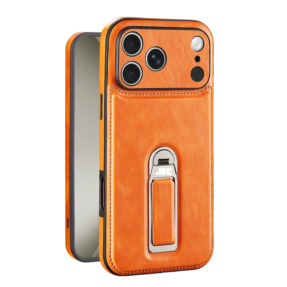 Coque de luxe en cuir texturé avec béquille MagSafe | Support mains libres et protection antichoc