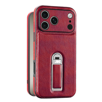 Coque de luxe en cuir texturé avec béquille MagSafe | Support mains libres et protection antichoc